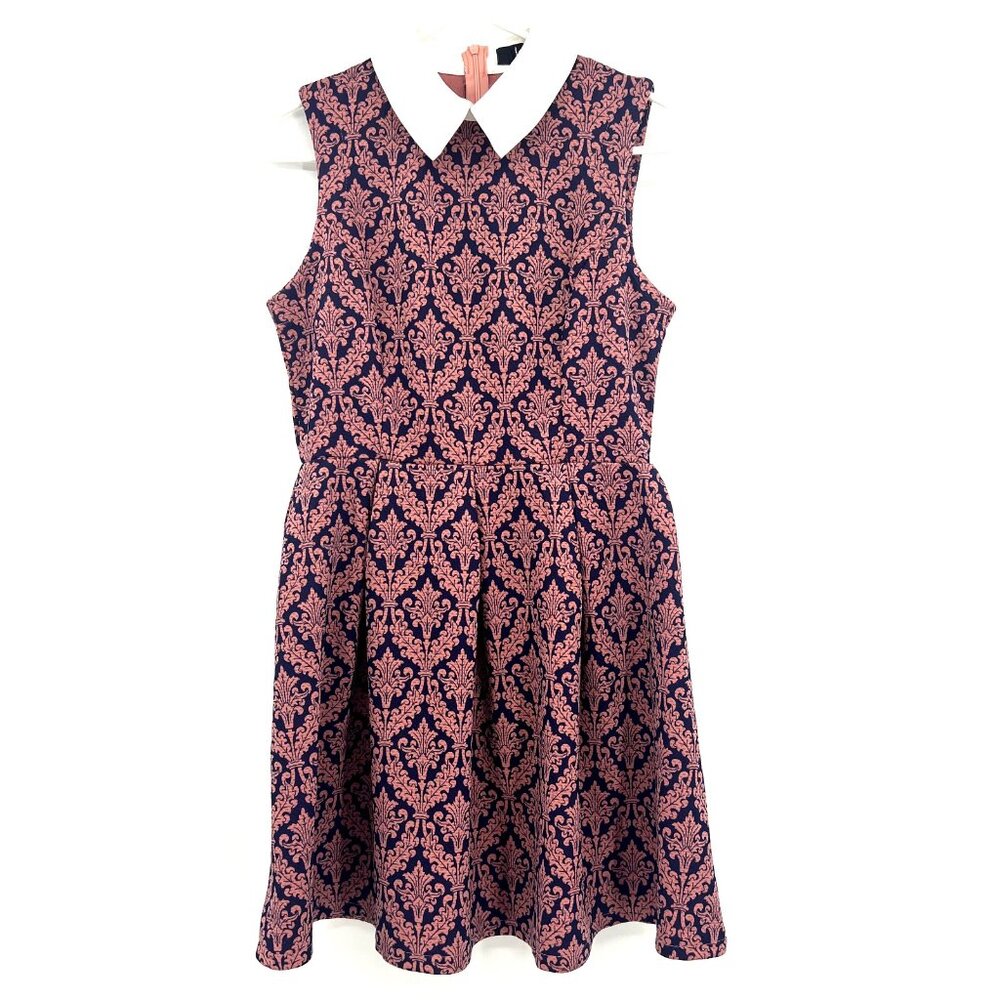 NWT Iska London Pink Purple Batik Collared Fit & Flare Dress Women UK 10 US 6 - Picture 1 of 9